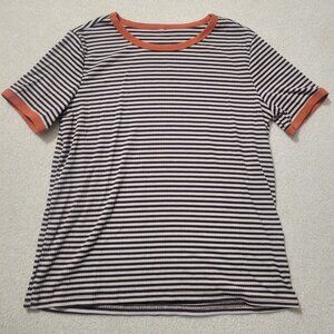 Women's Vintage Brown Striped Tee, Size Small